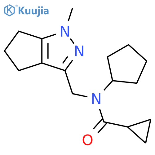 N-cyclopentyl-N-({1-methyl-1H,4H,5H,6H-cyclopenta[c]pyrazol-3-yl}methyl)cyclopropanecarboxamide structure