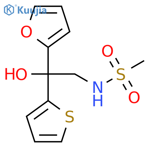 N-[2-(furan-2-yl)-2-hydroxy-2-(thiophen-2-yl)ethyl]methanesulfonamide structure
