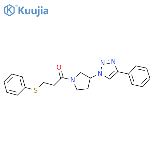 3-phenylsulfanyl-1-[3-(4-phenyltriazol-1-yl)pyrrolidin-1-yl]propan-1-one structure