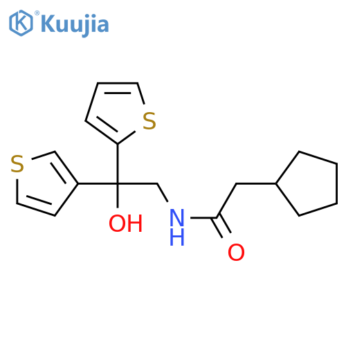 2-cyclopentyl-N-[2-hydroxy-2-(thiophen-2-yl)-2-(thiophen-3-yl)ethyl]acetamide structure
