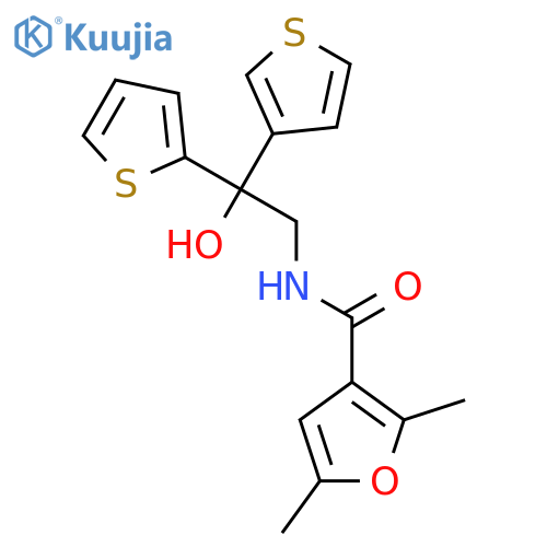 N-2-hydroxy-2-(thiophen-2-yl)-2-(thiophen-3-yl)ethyl-2,5-dimethylfuran-3-carboxamide structure