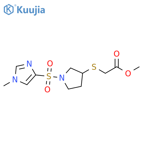 methyl 2-({1-(1-methyl-1H-imidazol-4-yl)sulfonylpyrrolidin-3-yl}sulfanyl)acetate structure