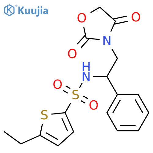 N-(2-(2,4-dioxooxazolidin-3-yl)-1-phenylethyl)-5-ethylthiophene-2-sulfonamide structure