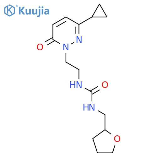 1-[2-(3-cyclopropyl-6-oxo-1,6-dihydropyridazin-1-yl)ethyl]-3-[(oxolan-2-yl)methyl]urea structure