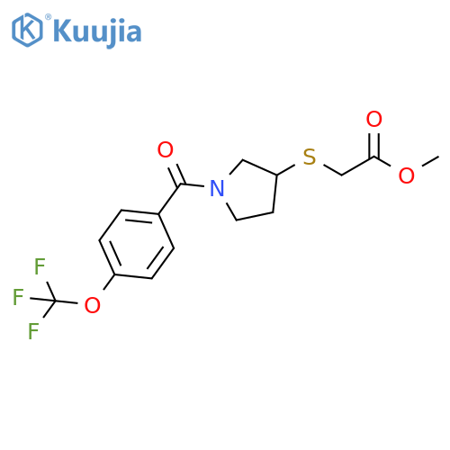 methyl 2-({1-4-(trifluoromethoxy)benzoylpyrrolidin-3-yl}sulfanyl)acetate structure