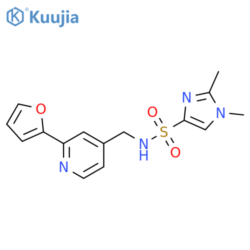 N-{[2-(furan-2-yl)pyridin-4-yl]methyl}-1,2-dimethyl-1H-imidazole-4-sulfonamide structure