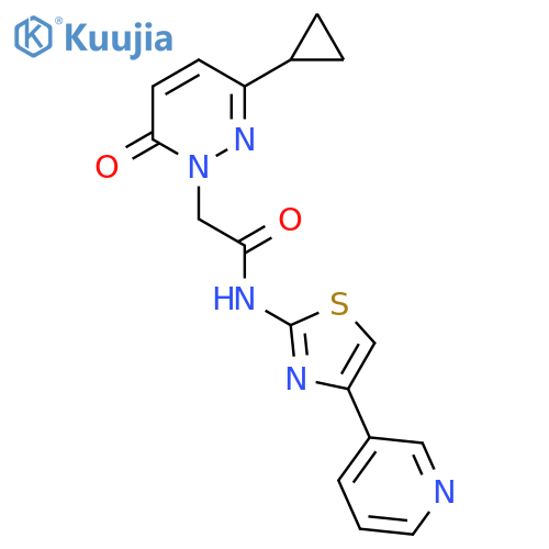 2-(3-cyclopropyl-6-oxo-1,6-dihydropyridazin-1-yl)-N-[4-(pyridin-3-yl)-1,3-thiazol-2-yl]acetamide structure