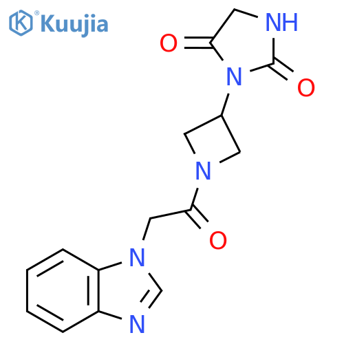 3-(1-(2-(1H-benzo[d]imidazol-1-yl)acetyl)azetidin-3-yl)imidazolidine-2,4-dione structure