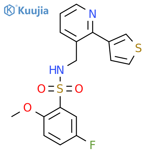 5-fluoro-2-methoxy-N-{[2-(thiophen-3-yl)pyridin-3-yl]methyl}benzene-1-sulfonamide structure