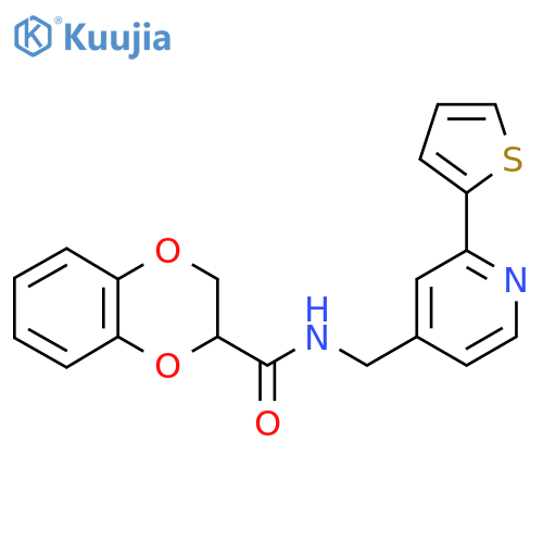 N-{[2-(thiophen-2-yl)pyridin-4-yl]methyl}-2,3-dihydro-1,4-benzodioxine-2-carboxamide structure