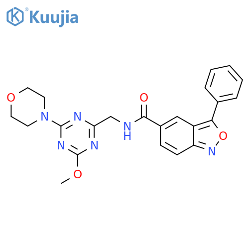 N-{4-methoxy-6-(morpholin-4-yl)-1,3,5-triazin-2-ylmethyl}-3-phenyl-2,1-benzoxazole-5-carboxamide structure