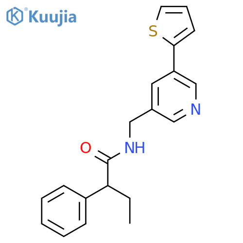 2-phenyl-N-{[5-(thiophen-2-yl)pyridin-3-yl]methyl}butanamide structure