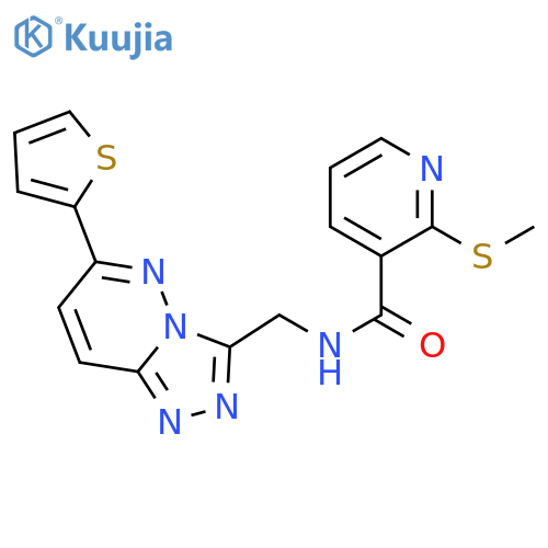2-(methylsulfanyl)-N-{[6-(thiophen-2-yl)-[1,2,4]triazolo[4,3-b]pyridazin-3-yl]methyl}pyridine-3-carboxamide structure