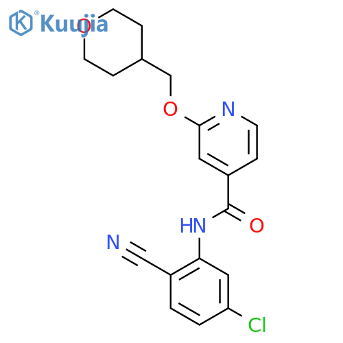 N-(5-chloro-2-cyanophenyl)-2-((tetrahydro-2H-pyran-4-yl)methoxy)isonicotinamide structure