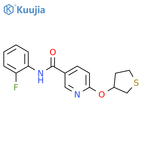 N-(2-fluorophenyl)-6-(thiolan-3-yloxy)pyridine-3-carboxamide structure