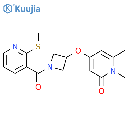 1,6-dimethyl-4-[1-(2-methylsulfanylpyridine-3-carbonyl)azetidin-3-yl]oxypyridin-2-one structure