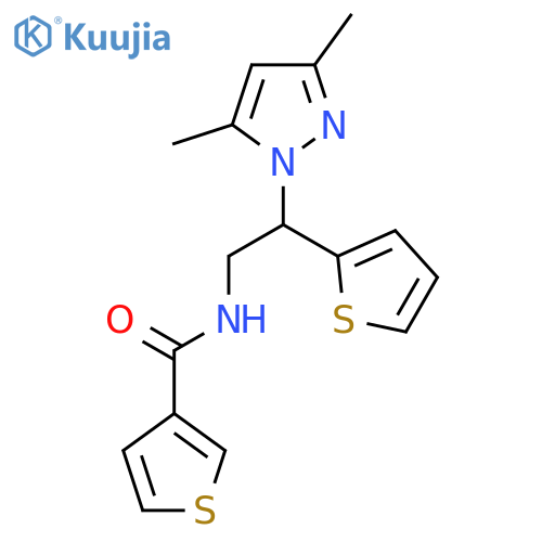 N-[2-(3,5-dimethyl-1H-pyrazol-1-yl)-2-(thiophen-2-yl)ethyl]thiophene-3-carboxamide structure