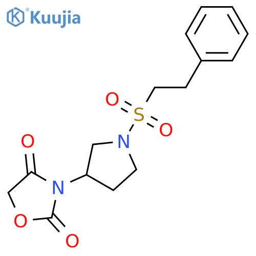 3-[1-(2-phenylethylsulfonyl)pyrrolidin-3-yl]-1,3-oxazolidine-2,4-dione structure