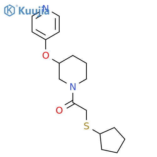 2-(cyclopentylsulfanyl)-1-3-(pyridin-4-yloxy)piperidin-1-ylethan-1-one structure