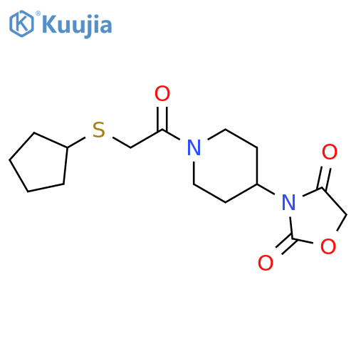 3-[1-(2-cyclopentylsulfanylacetyl)piperidin-4-yl]-1,3-oxazolidine-2,4-dione structure