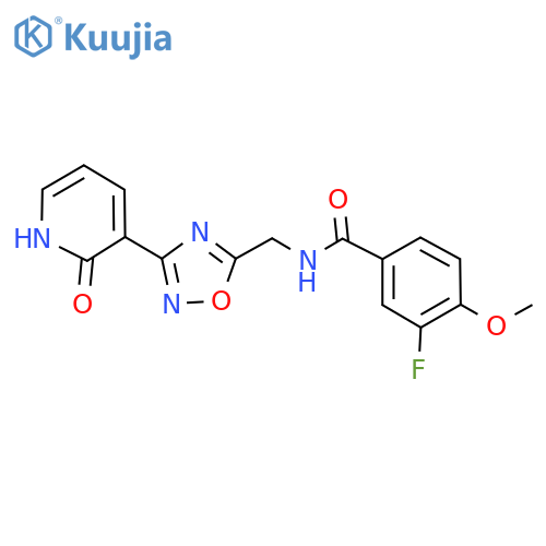 3-fluoro-4-methoxy-N-{[3-(2-oxo-1,2-dihydropyridin-3-yl)-1,2,4-oxadiazol-5-yl]methyl}benzamide structure