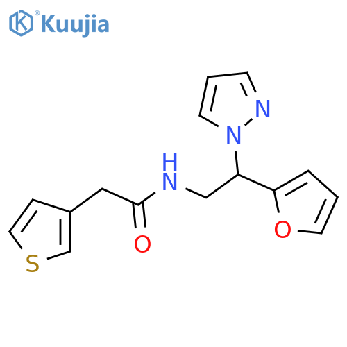N-2-(furan-2-yl)-2-(1H-pyrazol-1-yl)ethyl-2-(thiophen-3-yl)acetamide structure