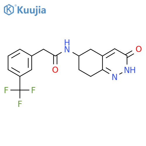 N-(3-oxo-2,3,5,6,7,8-hexahydrocinnolin-6-yl)-2-[3-(trifluoromethyl)phenyl]acetamide structure