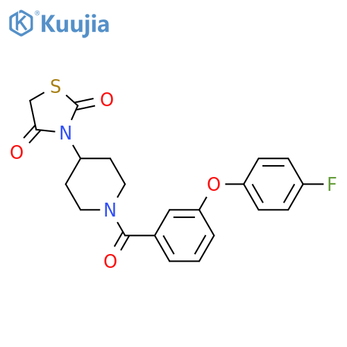 3-[1-[3-(4-fluorophenoxy)benzoyl]piperidin-4-yl]-1,3-thiazolidine-2,4-dione structure