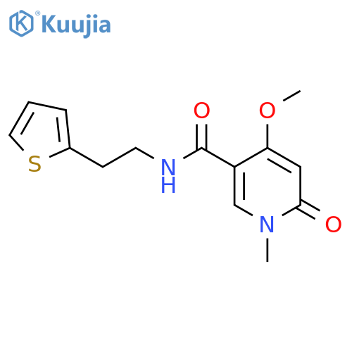 4-methoxy-1-methyl-6-oxo-N-(2-(thiophen-2-yl)ethyl)-1,6-dihydropyridine-3-carboxamide structure