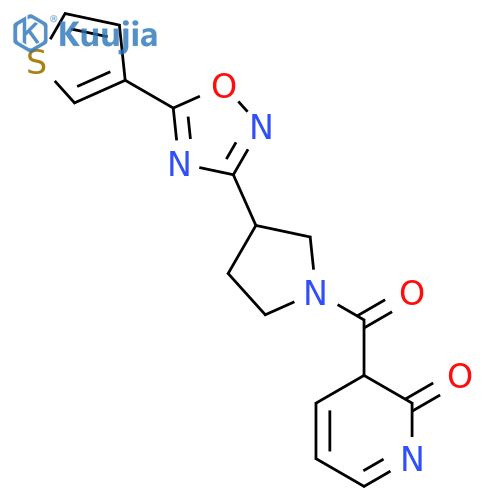 3-{3-5-(thiophen-3-yl)-1,2,4-oxadiazol-3-ylpyrrolidine-1-carbonyl}-1,2-dihydropyridin-2-one structure