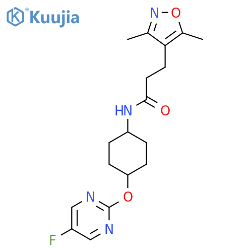 3-(3,5-dimethyl-1,2-oxazol-4-yl)-N-[(1r,4r)-4-[(5-fluoropyrimidin-2-yl)oxy]cyclohexyl]propanamide structure
