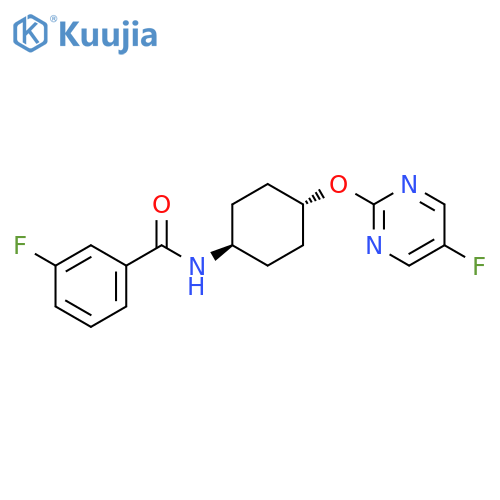 3-fluoro-N-[(1r,4r)-4-[(5-fluoropyrimidin-2-yl)oxy]cyclohexyl]benzamide structure