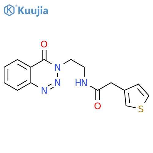 N-[2-(4-oxo-3,4-dihydro-1,2,3-benzotriazin-3-yl)ethyl]-2-(thiophen-3-yl)acetamide structure