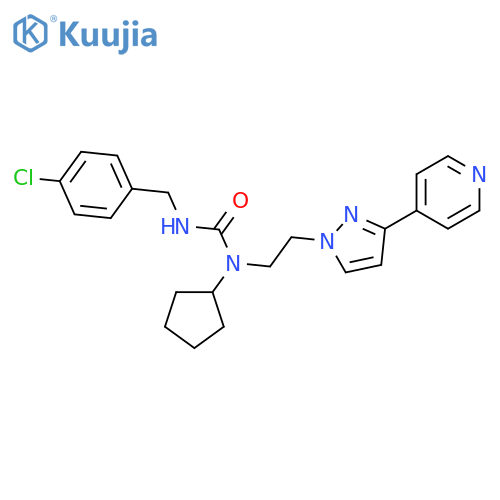 1-(4-chlorophenyl)methyl-3-cyclopentyl-3-{2-3-(pyridin-4-yl)-1H-pyrazol-1-ylethyl}urea structure