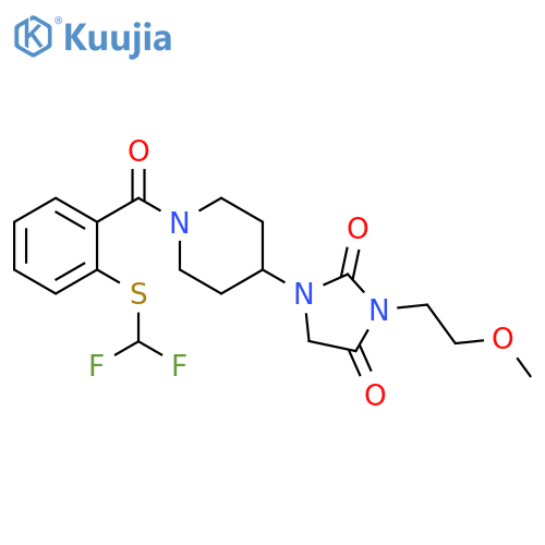 1-(1-{2-(difluoromethyl)sulfanylbenzoyl}piperidin-4-yl)-3-(2-methoxyethyl)imidazolidine-2,4-dione structure