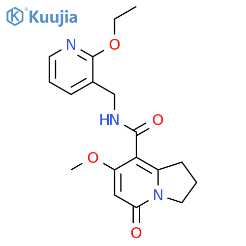 N-(2-ethoxypyridin-3-yl)methyl-7-methoxy-5-oxo-1,2,3,5-tetrahydroindolizine-8-carboxamide structure