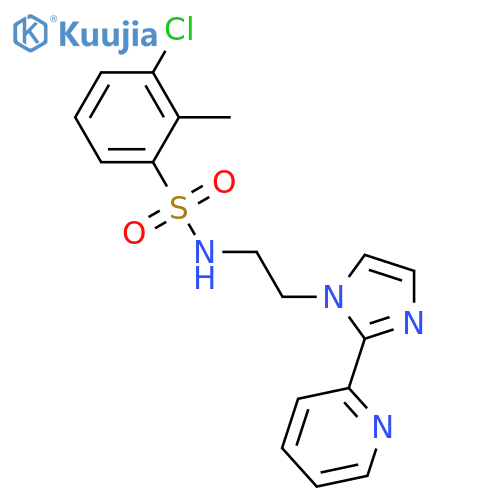 3-chloro-2-methyl-N-{2-[2-(pyridin-2-yl)-1H-imidazol-1-yl]ethyl}benzene-1-sulfonamide structure