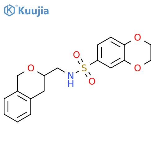 N-[(3,4-dihydro-1H-2-benzopyran-3-yl)methyl]-2,3-dihydro-1,4-benzodioxine-6-sulfonamide structure