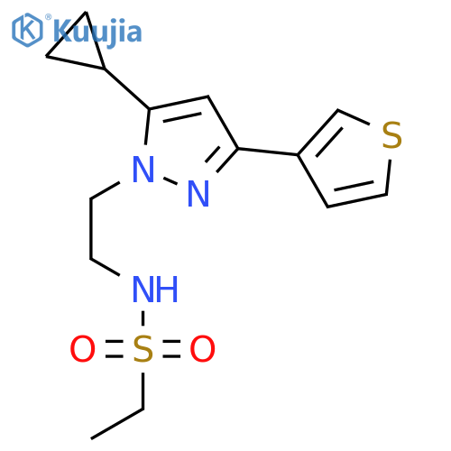 N-{2-[5-cyclopropyl-3-(thiophen-3-yl)-1H-pyrazol-1-yl]ethyl}ethane-1-sulfonamide structure