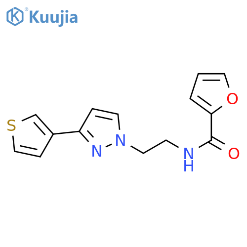 N-{2-[3-(thiophen-3-yl)-1H-pyrazol-1-yl]ethyl}furan-2-carboxamide structure