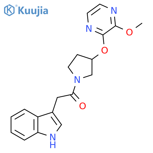 2-(1H-indol-3-yl)-1-{3-(3-methoxypyrazin-2-yl)oxypyrrolidin-1-yl}ethan-1-one structure