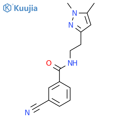 3-cyano-N-2-(1,5-dimethyl-1H-pyrazol-3-yl)ethylbenzamide structure