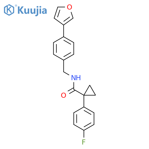 1-(4-fluorophenyl)-N-{4-(furan-3-yl)phenylmethyl}cyclopropane-1-carboxamide structure