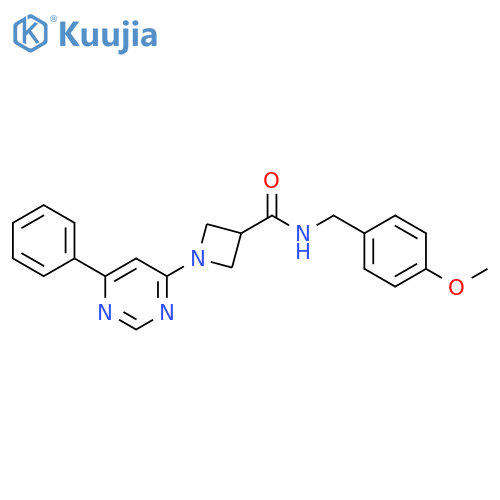 N-(4-methoxyphenyl)methyl-1-(6-phenylpyrimidin-4-yl)azetidine-3-carboxamide structure