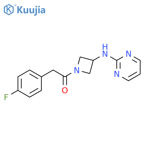 2-(4-fluorophenyl)-1-{3-(pyrimidin-2-yl)aminoazetidin-1-yl}ethan-1-one structure
