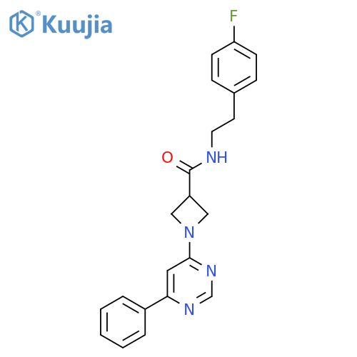 N-2-(4-fluorophenyl)ethyl-1-(6-phenylpyrimidin-4-yl)azetidine-3-carboxamide structure
