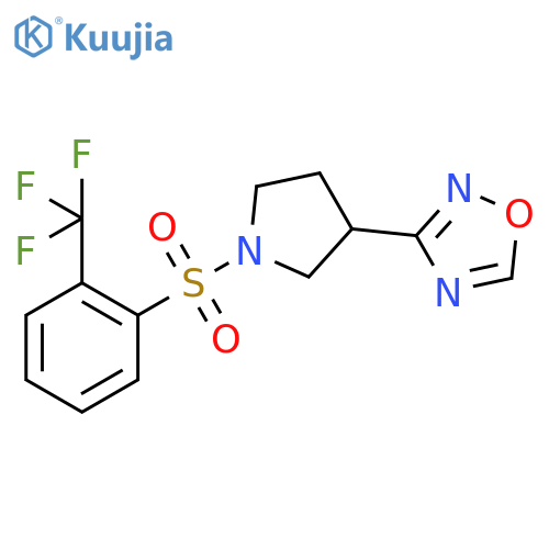 3-{1-2-(trifluoromethyl)benzenesulfonylpyrrolidin-3-yl}-1,2,4-oxadiazole structure