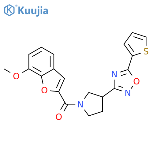 3-1-(7-methoxy-1-benzofuran-2-carbonyl)pyrrolidin-3-yl-5-(thiophen-2-yl)-1,2,4-oxadiazole structure