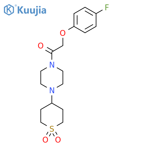 4-{4-[2-(4-fluorophenoxy)acetyl]piperazin-1-yl}-1lambda6-thiane-1,1-dione structure