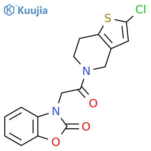 3-(2-{2-chloro-4H,5H,6H,7H-thieno[3,2-c]pyridin-5-yl}-2-oxoethyl)-2,3-dihydro-1,3-benzoxazol-2-one structure